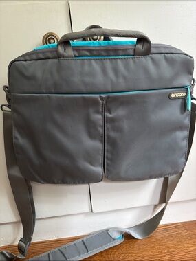 Incase Gray Laptop Shoulder Bag with Teal Trim